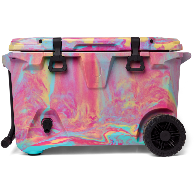 Br Tank 55-Quart Rolling Cooler | Rainbow Swirl - Relaxed Tailgate